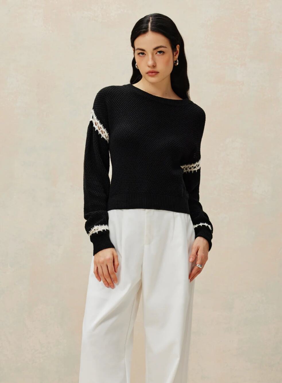 Commense Patchwork Design Pullover Sweater S